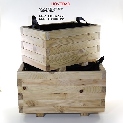 JARDINERA DE MADERA NATURAL MEDIANAS 50-60CM